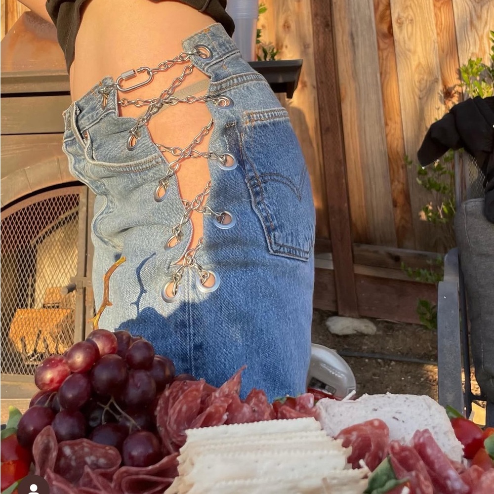 EB Denim Blue Chain Detail Jeans